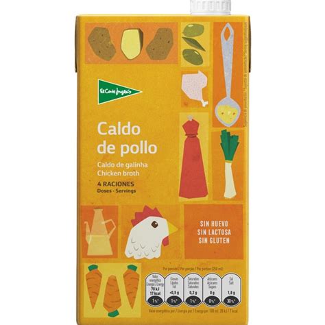 EL CORTE INGLES Caldo De Pollo Con Aceite De Oliva Virgen Extra Sin