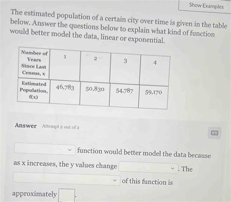 Solved Show Examples The Estimated Population Of A Certain City Over