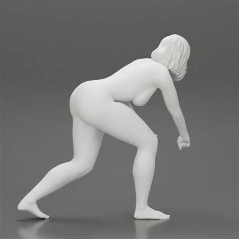 3D Printable Naked Girl Turns Off The Front Wheel Of Car By 3DGeschaft Miniatures Figures