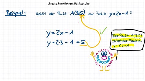 Punktprobe machen Gehört ein Punkt zu einer linearen Funktion YouTube