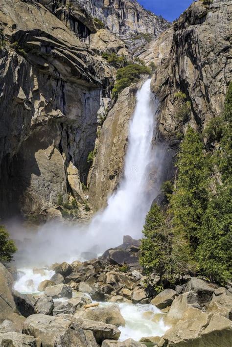 Lower Yosemite Falls Full Of Spring Snowmelt Water In Yosemite National