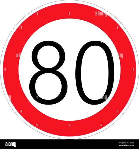 Speed Limit Sign Number Eighty Round Red Road Sign Speed Limit 80