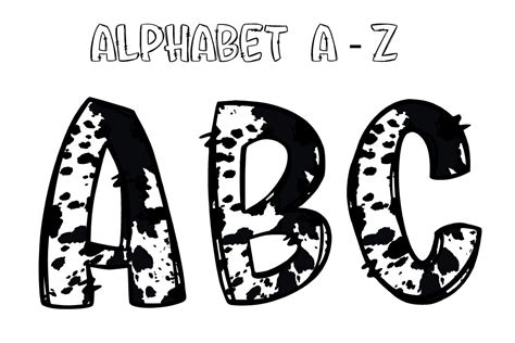 Cow Print Doodle Alphabet Letters Graphic By Digital Creative Art