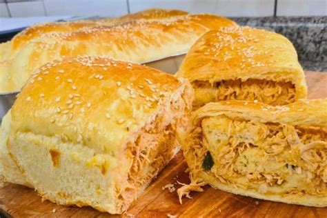 Pão Recheado Frango Cremoso Uma Experiência Gastronômica Única