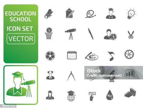 학교 및 교육 벡터 아이콘 세트 교습에 대한 스톡 벡터 아트 및 기타 이미지 교습 교육 벡터 Istock