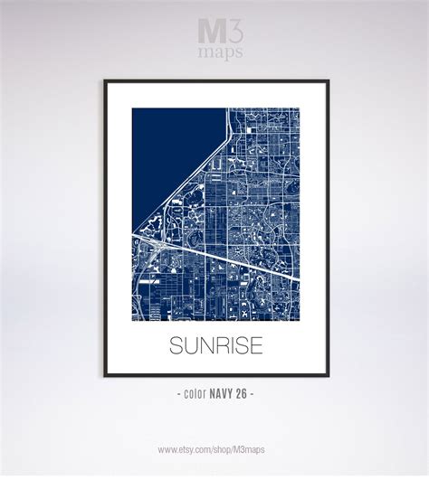 Sunrise Florida Sunrise FL Map Sunrise Map Sunrise Print - Etsy