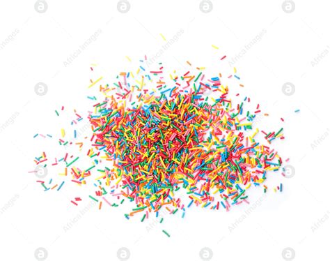 Colorful Sprinkles On White Background Top View Confectionery Decor