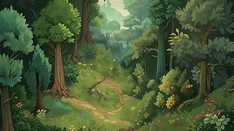 Forest Cartoon Nature Green Background, Cartoon, Green, Forest ...