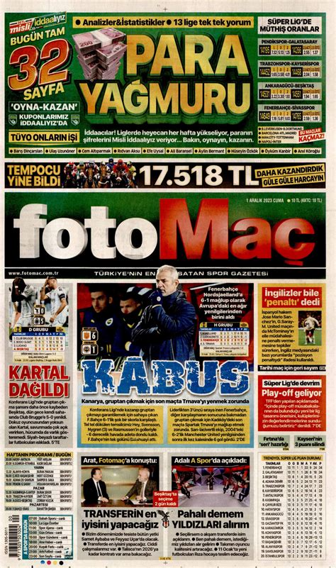 Fotomaç Gazetesi Fotomaç Manşet Oku Haberler 01 Aralık 2023