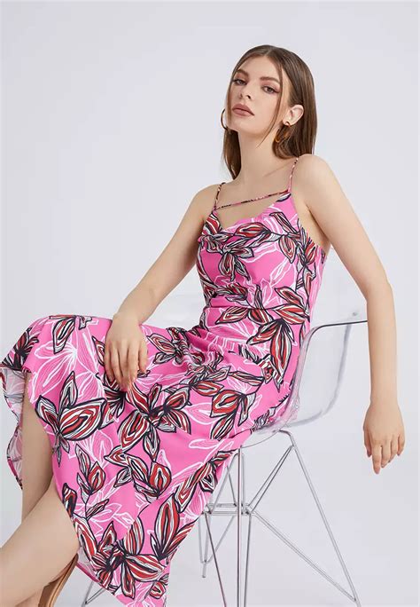 Buy Urban Revivo Floral Print Cowl Neck Cami Dress Online Zalora