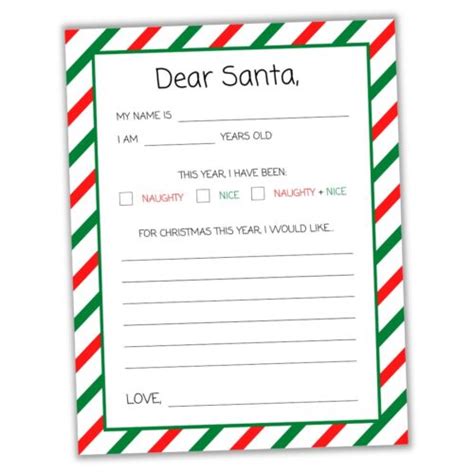 Free Printable Dear Santa Letter Template For Kids The Craft At