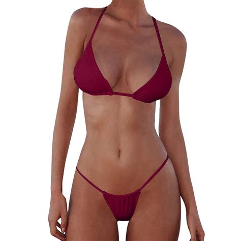 Niewtr Women S Tie Back Padded High Cut Bralette Bikini Set Two Piece