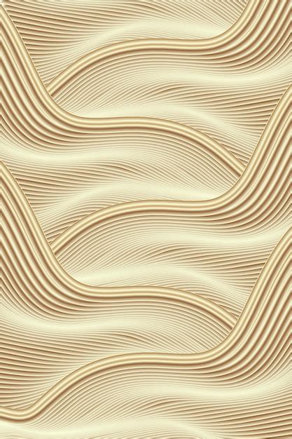 3d Renderizar Forma De Onda Fluindo Linhas Abstratas De Ouro Textura De