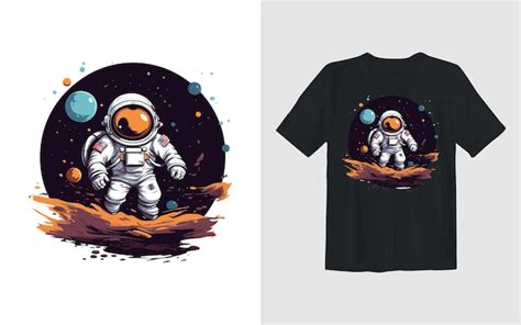 Astronauten Vektor Cartoon Illustration Astronauten T Shirt Design