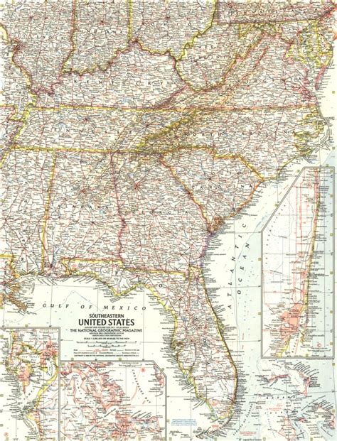 Southeastern United States 1958 Map By National Geographic Avenza Maps