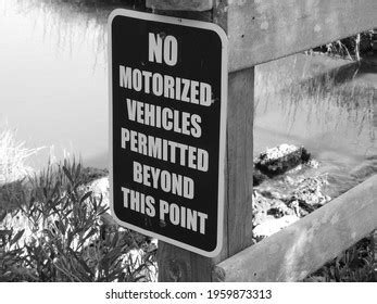 Motorized Vehicles Prohibited Bridge Sign Stock Photo 1959873313