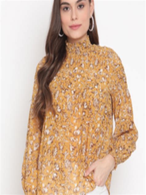 Buy Madame Mustard Yellow Floral Print Top Tops For Women 16548622