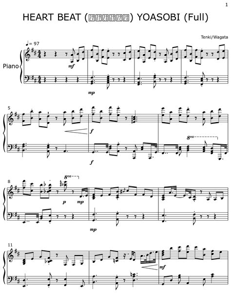 Heart Beat Yoasobi Full Sheet Music For Piano