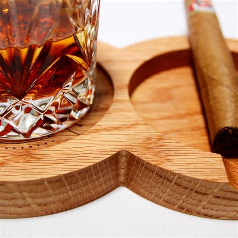 The Kentucky Double Solid Oak Cigar Ashtray Coasterwhiskey Glass Tray And Cigar Holder Wooden