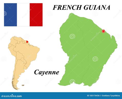 Mapa De Bandera Capital De Guiana Francesa Ilustraci N Del Vector