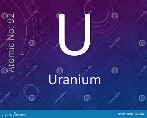 Uranium Chemical Element Symbol On Abstract Background Stock