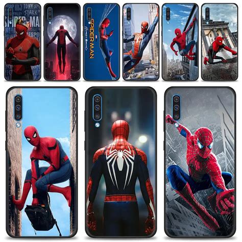 Funda Marvel Spider Man Para Samsung Galaxy Carcasa Negra De Silicona