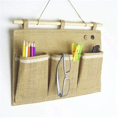 Wsfs 3 Pockets Linen Fabric Wall Door Closet Hanging Foldable Storage Bag Organizer Closet Shoes