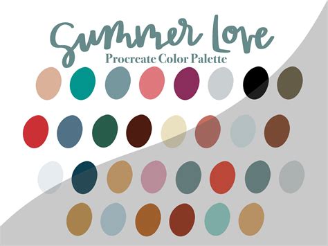 Summer Love Aesthetic Beach Color Palette Procreate Color Palette