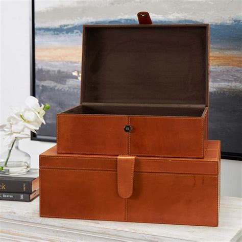 Reviews For Litton Lane Rectangle Leather Storage Box With Snap Front