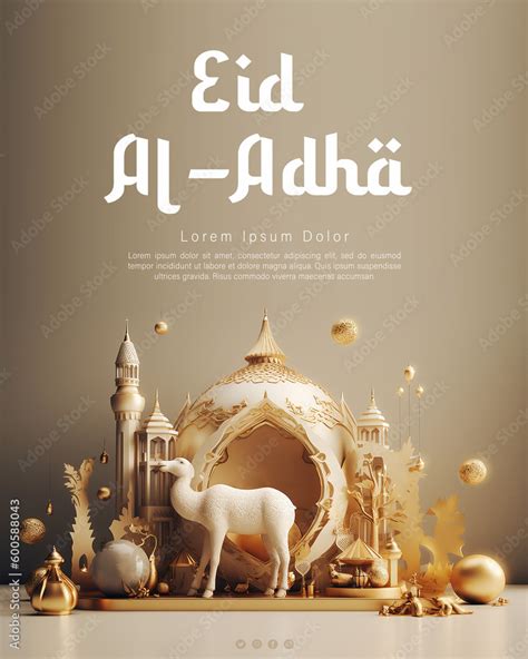 Eid Al Adha Poster Concept with Goat and Mosque Background. AI Generative Image Stock ...