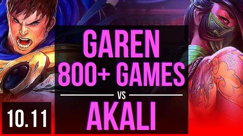 GAREN Vs AKALI TOP 5 1M Mastery Points 800 Games KDA 17 2 7