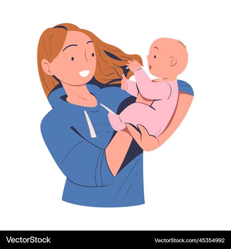 Happy Mom Holding Baby In Her Arms Mother Vector Image