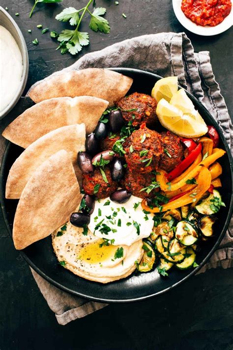 Harissa Meatballs With Whipped Feta Recipe Pinch Of Yum