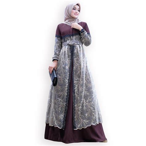 √ 45 Model Gamis Brokat Kombinasi Modern Terbaru 2020