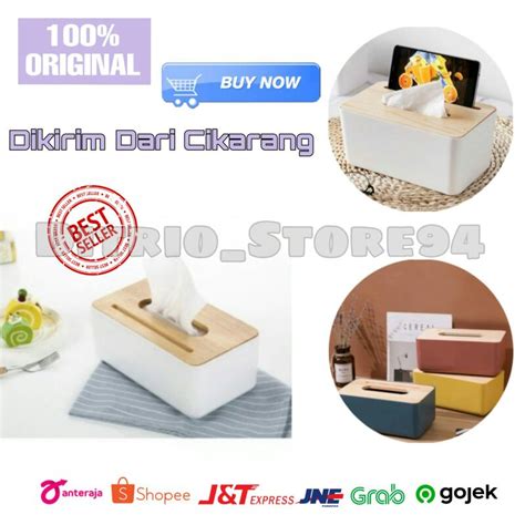 Jual Kotak Tisu Kayu Tissue Box Dengan Holder Smartphone Shopee Indonesia