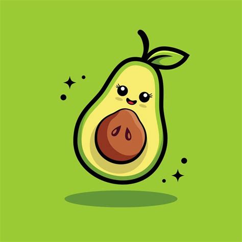 Premium Vector Cute Kawaii Avocado Vector Icon Illustration