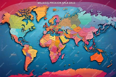 Premium Photo Colorful World Map Complete With All Countries Names