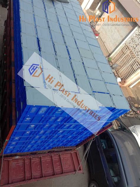 Rectangular Blue Bromine Plastic Crate For Industrial Outer Dimension