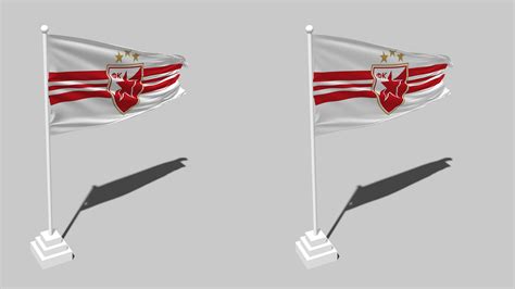 Fudbalski Klub Crvena Zvezda Flag Seamless Looped Waving With Pole Base