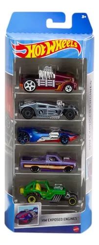 Hot Wheels Pack 5 Carros Exposed Engines Hfv90 Mattel