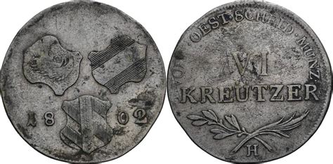 Habsburg Markgrafschaft Burgau 6 Kreuzer Sechser H Günzburg 1802