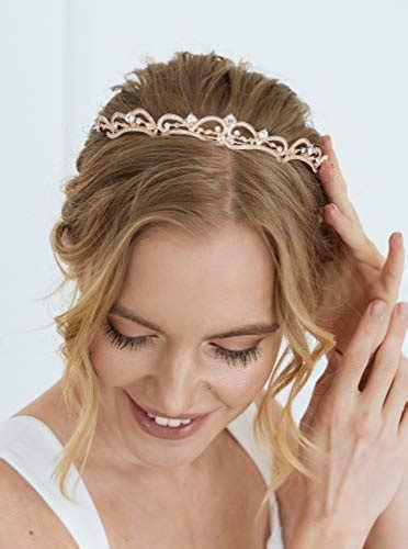 Sweetv Rose Gold Wedding Tiara For Bride Tiaras And Crowns For Women