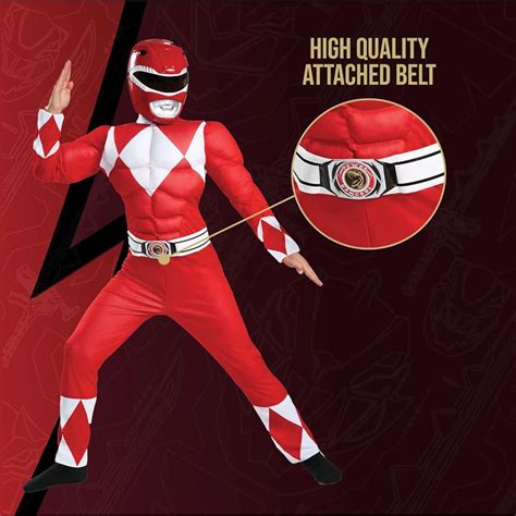 Disguise Red Ranger Muscle Costume Official Power Rangers Costume With