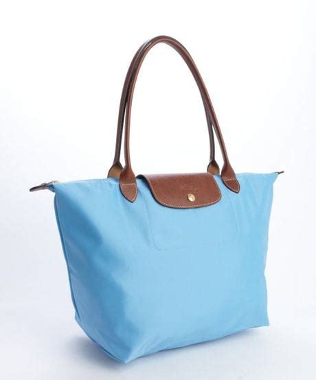 Longchamp Light Blue Nylon Le Pliage Large Folding Shopper Tote In Blue