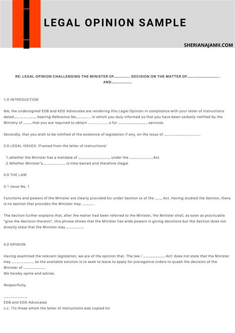 Legal Opinion Letter Template