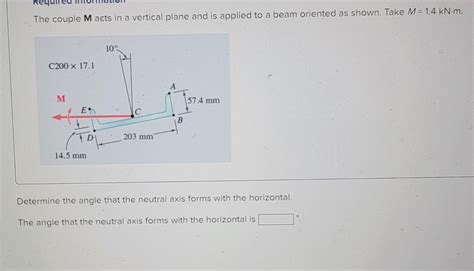 Solved The Couple M Acts In A Vertical Plane And Is Applied Chegg