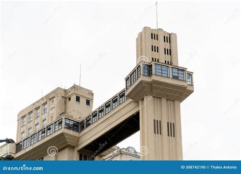 View From Below Of The Lacerda Elevator In The Commercial District In