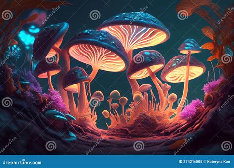 Psilocybin Mushrooms Generative Ai Illustration Commonly Known As