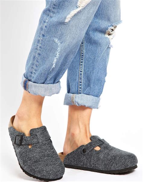 Lyst - Birkenstock Boston Grey Wool Clogs in Gray