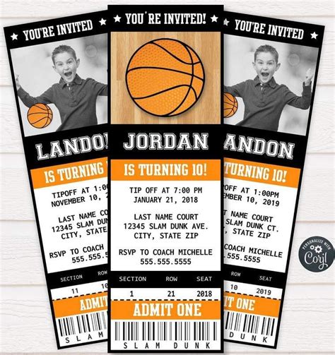 9 best free printable basketball ticket invitations – Artofit